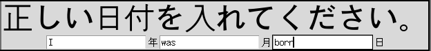 実行画面。不正な入力。